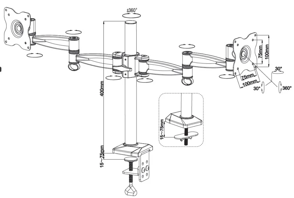 
Articulating desk mount lcd double arm for 13
