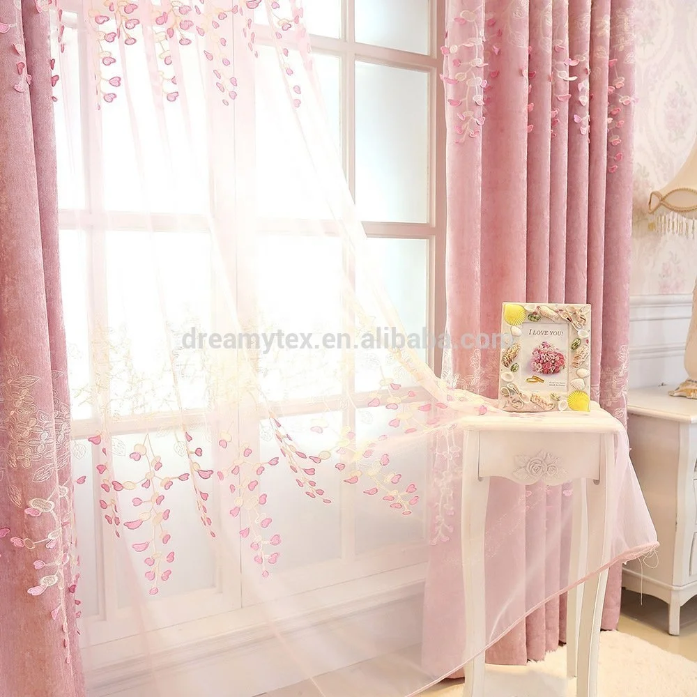 Beautiful Customized Color Exotic Grommet Curtains Bedroom Pink Embroidery Curtain Buy Curtains Bedroom Grommet Curtains Exotic Curtains Product On