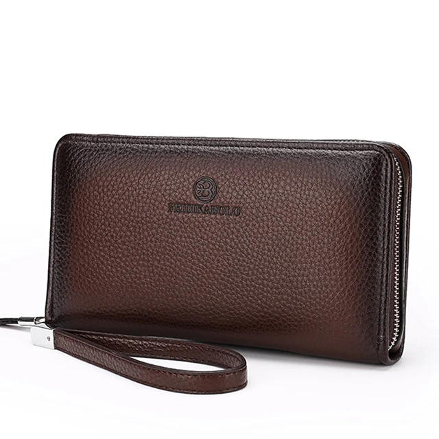 

Men's clutch bag zipper long wallet fashion casual tide men's hand bag thickening multi-card hand bag men, 3colors