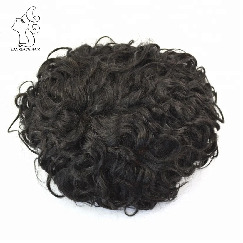 

Curly Toupee French Lace Human Hair Men Toupee Black Mens Toupee