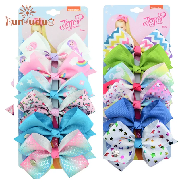 
European and American hot style jojo7 color set kids hair bow with clip  (62194548597)