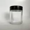 3oz 100ml Straight Sided Clear Glass Pipe Tobacco Jar With Black Lid For Pill/ Tea/ Coffee Beans Storage