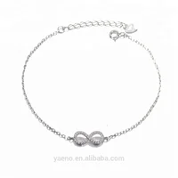

925 Sterling Silver Jewelry CZ Charm Infinity Bracelet