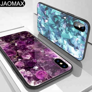 Diamond Glitter Tempered Glass Phone Case iPhone X 6 7 8