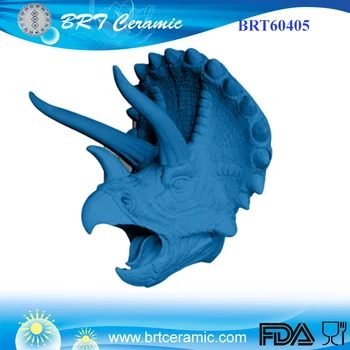 Wall Mount In Blue Resin Triceratops Dinosaur Head Wall Mount In Blue Resin Triceratops Dinosaur Head