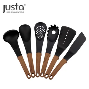 Image of Kitchen utensils nylon solid cooking tools with PP coating wood grain handle