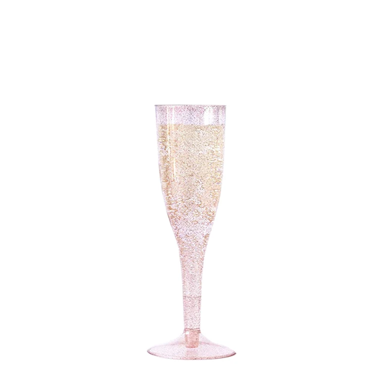 

4.5oz Plastic Disposable Wholesale Wedding Bulk Rose Gold Champagne Flutes, Customized color