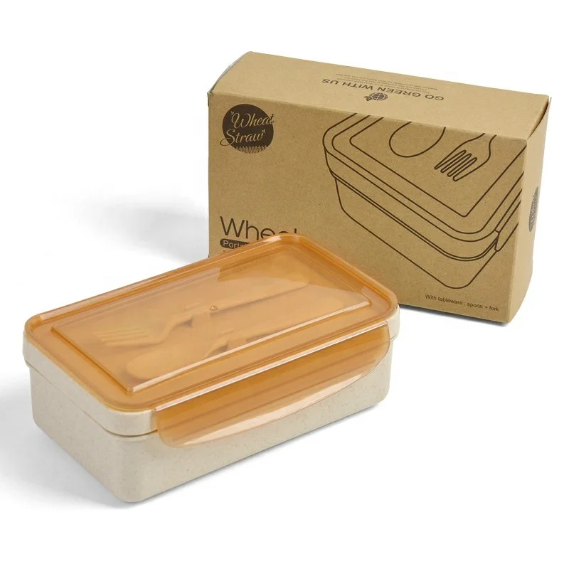 LFGB certificate Food containers fabric storage wheat straw bento japanese lunch box