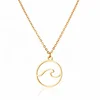 MECYLIFE Bijoux Vagues Ocean La Mode Acier Inoxydable Round Pendentif Necklace Femme Wave Necklace Jewelry
