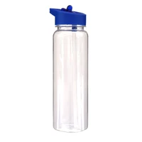 

Clear water bottles 700ML plastic flip top lids sports straw bottle with handle food grade