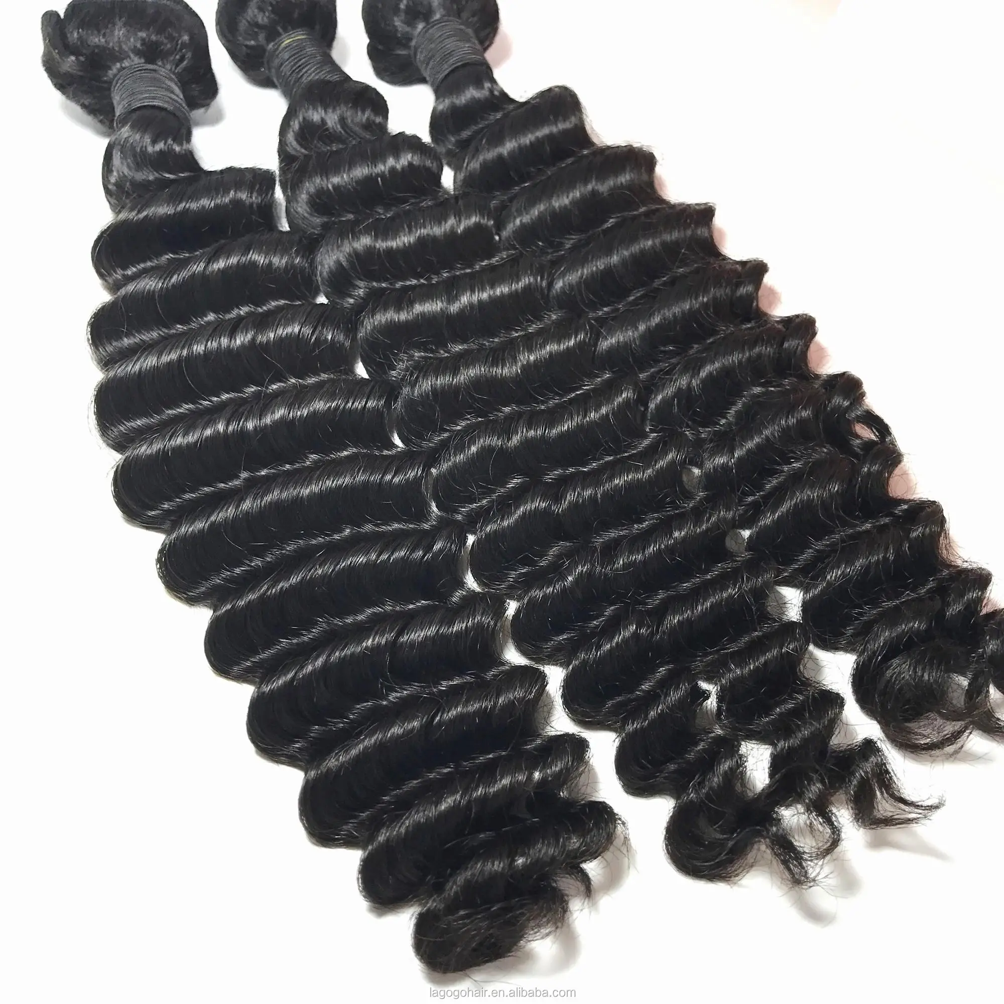 

100% Virgin Cuticle Aligned Hair Bundles Brazilian Human Extension Deep wave hair, Natural color