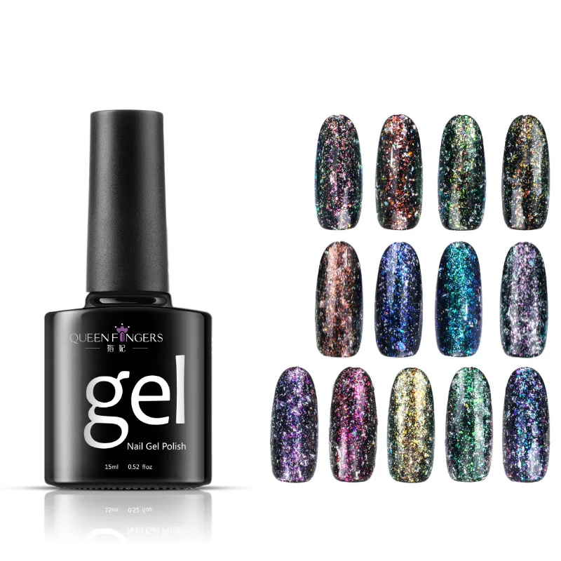 

Queen Fingers Wholesale Free Sample Firework UV Nail Gel Polish, 13 colors