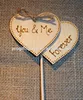 2018 Wooden Double Heart Cake Topper /Rustic Topper /Wooden Cake Topper made in China