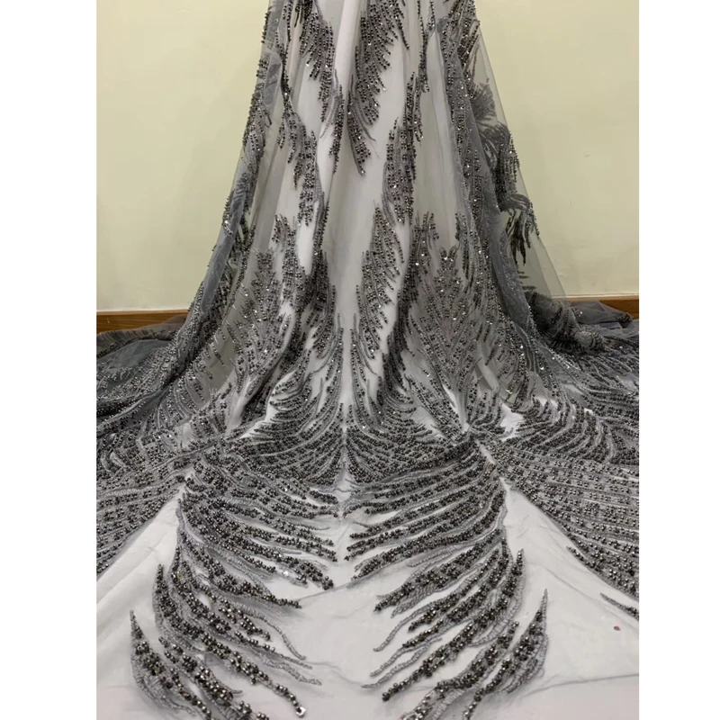 

Wholesale embroidered beaded lace fabric, As image;or as customer's request
