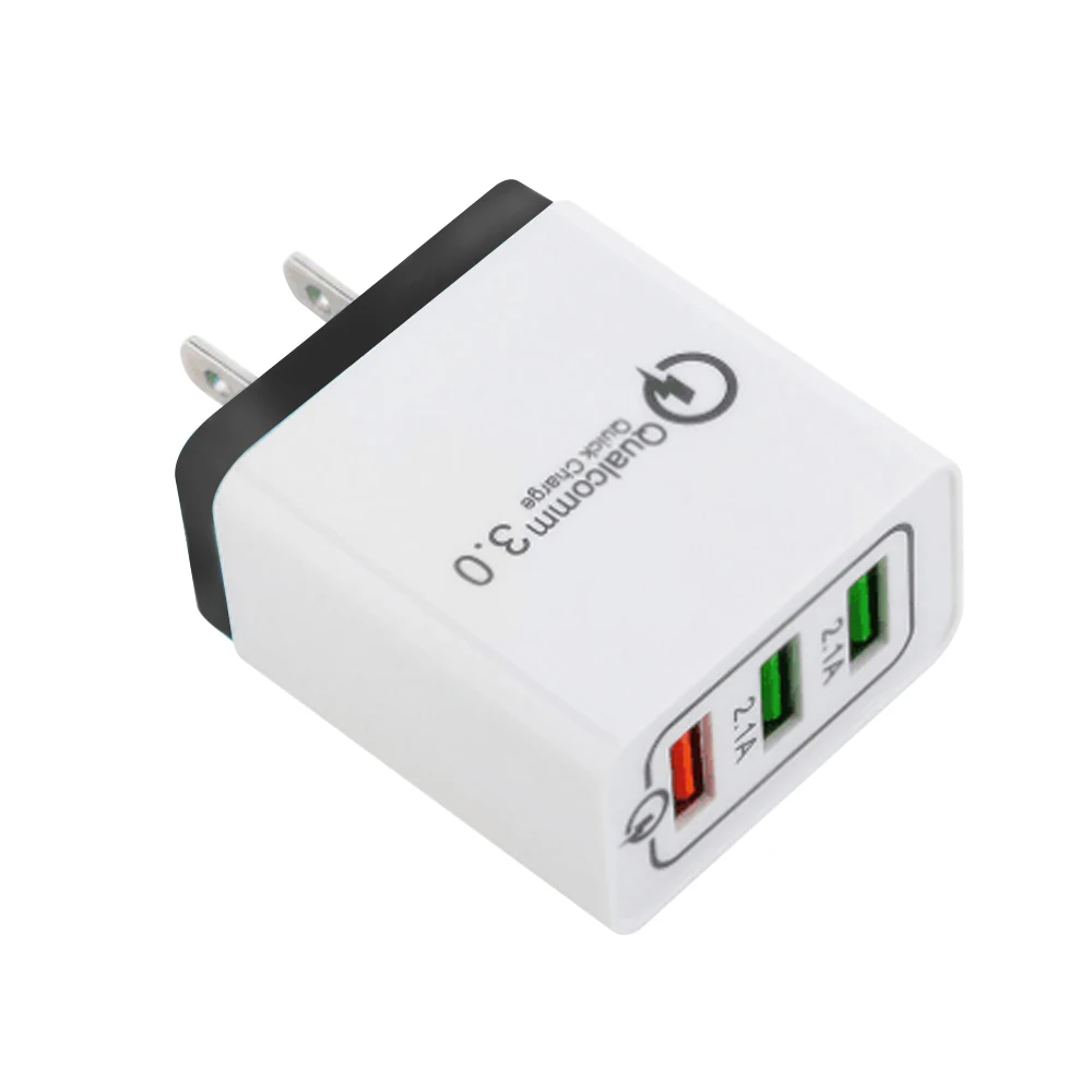 

Portable Travel Charger Multi Usb Wall Charger US EU Plug 3 Port Power Adapter QC3.0, Orange;grey;blue;green;red;black