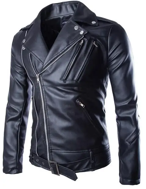 

YSMARKET M-5XL Men Plus Size Spring Autumn Winter Motorcycle Black Faux Leather Jackets Classic Turn Down Collar Slim Male Coats