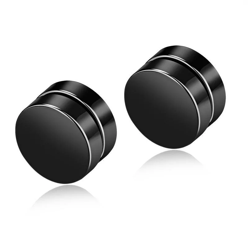 

Men's 316L Stainless Steel Stud Earring Jewelry Disc Magnetic Earrings, White, black, gold