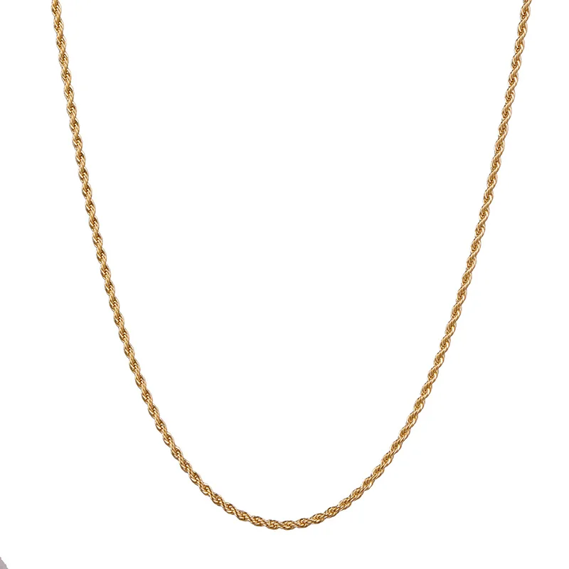 
High Quality 2.0mm 14K Gold PVD Plaiting Stainless steel Rope Chain 