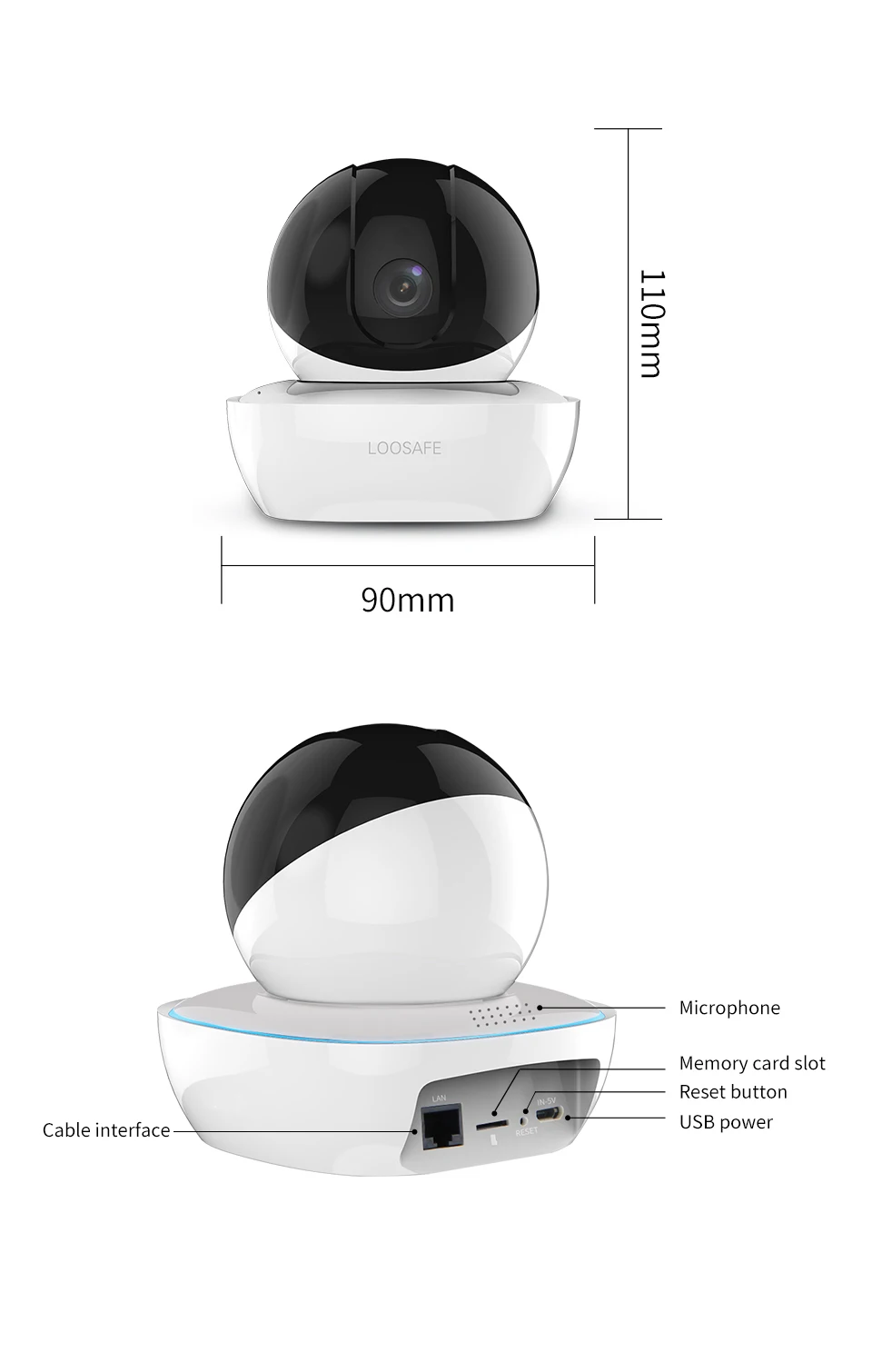 Loosafe 1080p Wireless Ip Camera Loop Recording Night Vision P2p Ip