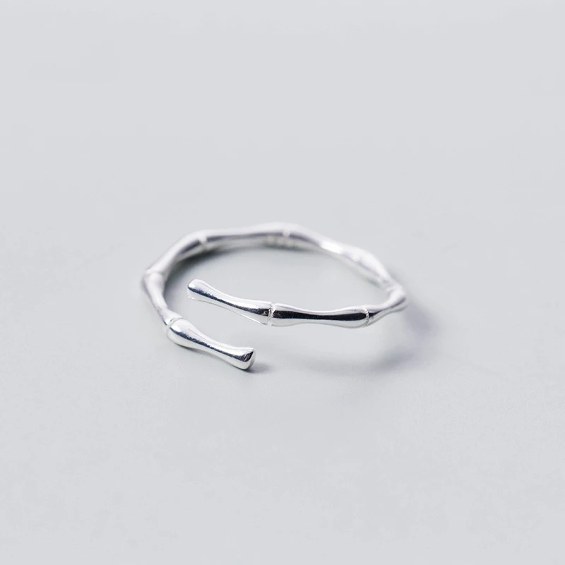 

Fresh Elegant Women Beautiful Silver Sterling 925 Bamboo Shape Women Finger Rings