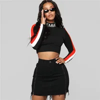 

2019 women fashion clothing ladies long sleeve crop top women