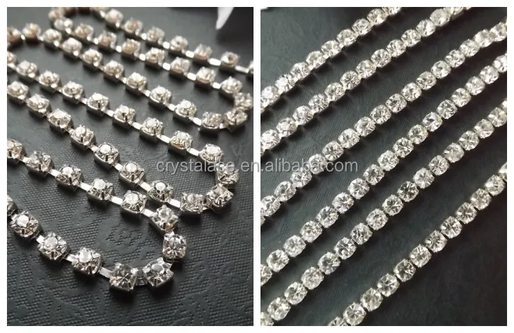 Factory supply ss6-ss38 fashion fancy cup chain crystal rhinestone trimming chain,cup chain rhinestone crystal trimming