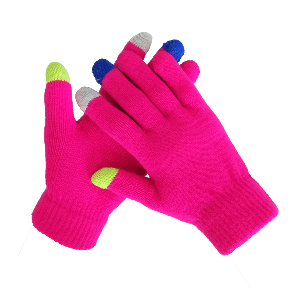 Unisex Solid Color Magic Acrylic Warm Gloves Colorful Finger