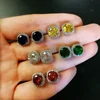 Luxury White Square Zircon Stud Earrings For Women Charm Silver Filled Multicolor Zirconia Double Earrings Female New Year Gif
