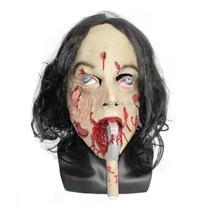 scary face ghost face mouth latex crazy head mask halloween prop