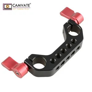 CAMVATE Quick Release Double 15mm Rod Clamp Support Rail System 1/4-20 Thread Red Knob for DLSR Camera Rig Cage