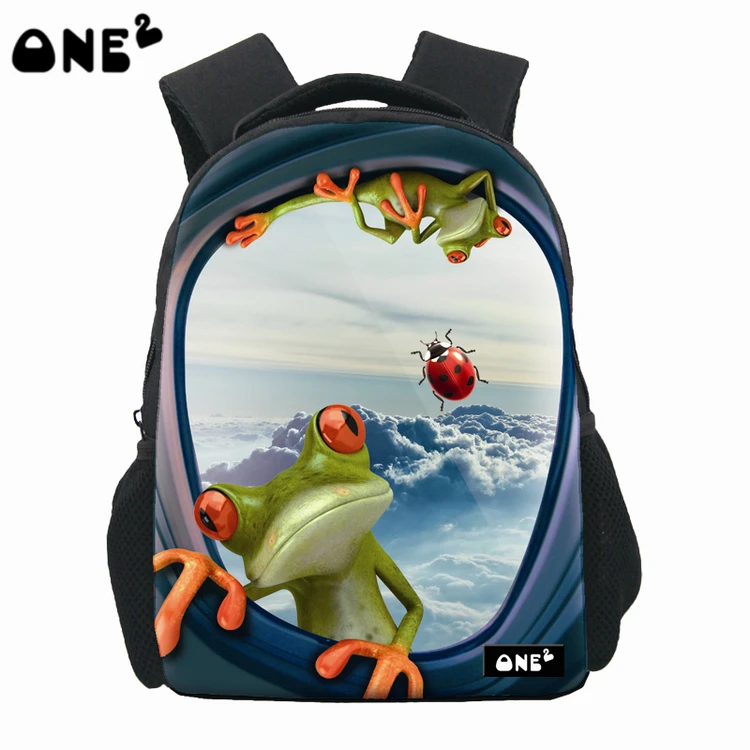 

ONE2 Design cartoon green frog school backpack bag for children kids school students, Customized