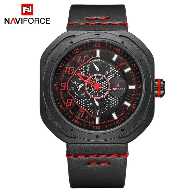 

Naviforce 9141 Men'S Watches Top Brand Luxury Quartz Watch Gold Men Casual Leather Military Waterproof Sport Wristwatch Boy, 5 colors