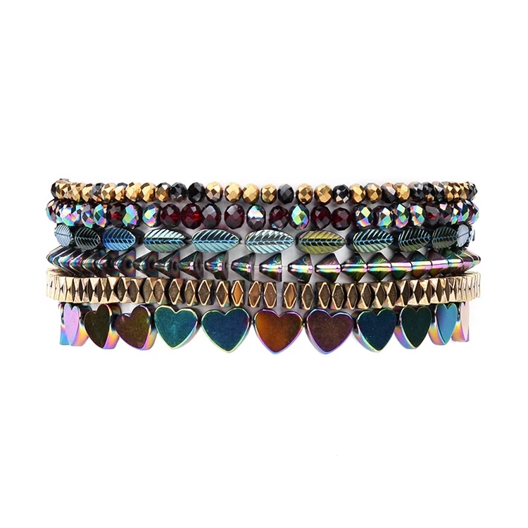 

Fashion Wholesale Custom Shape Colored Stone Stretch Bracelet For Women, Colorful