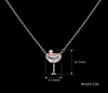 rose gold wine diva cup pendant fashion girls gift cz latest design beads necklace