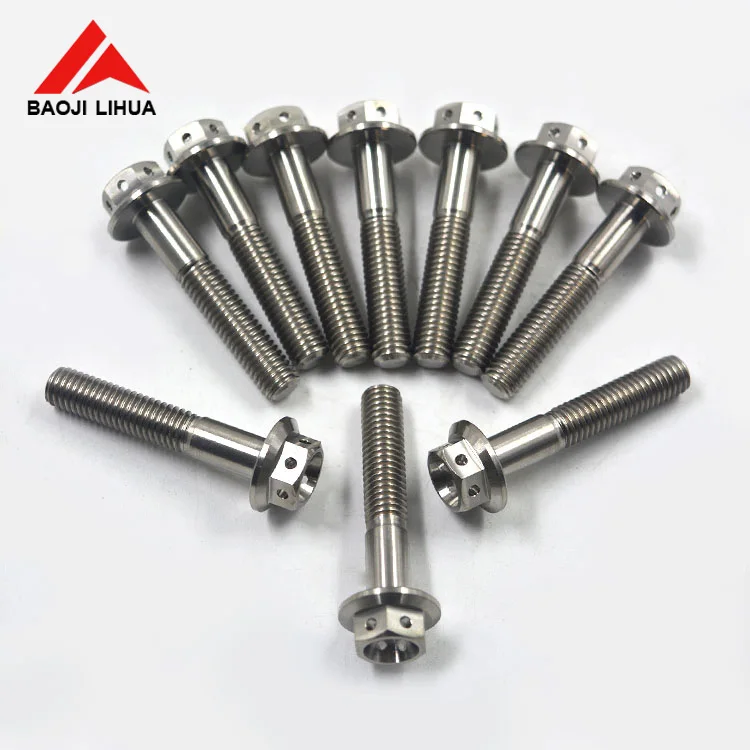 M6x1.0 Titanium Flange hex Race spec bolt drilled