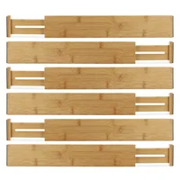 

100% Natural Bamboo Adjustable & Expandable Drawer Dividers Home Kitchen Drawer Organizers,SET OF 6