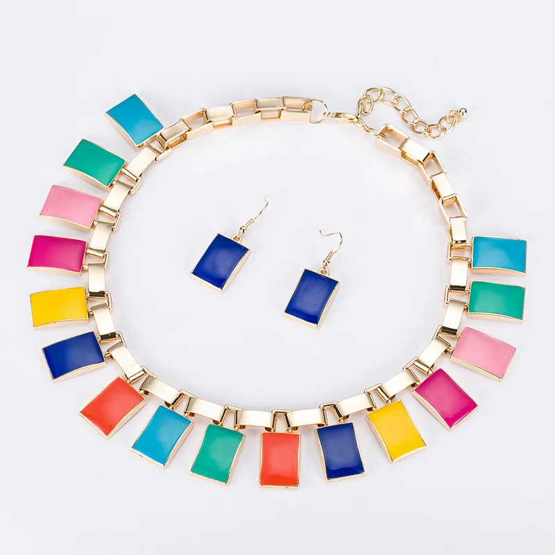 

Zinc Alloy Jewelry Sets Dubai Custom Luxury Necklace And EaringTassels Fashion EthiopianCostume Indian Fashion Jewelry Set, 6 colors for your cchoosing