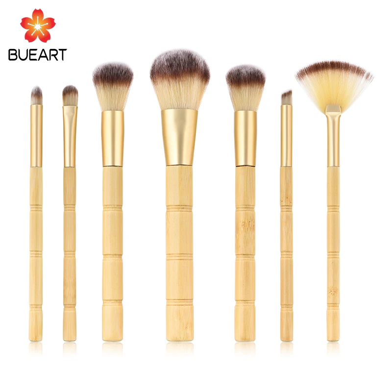 

2019 Professional 7 Pcs Bamboo Make Up Brush Set Foundation Brushes Makeup Brushes for beauty, Cosmetic brush set private label