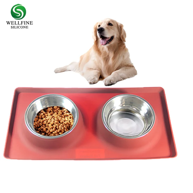 

Wholesale Silicone Stainless Steel Dog Food Bowl with No-Spill Anti-Slip Silicone Mat for Medium or Small Dogs or Cats, Multi colors