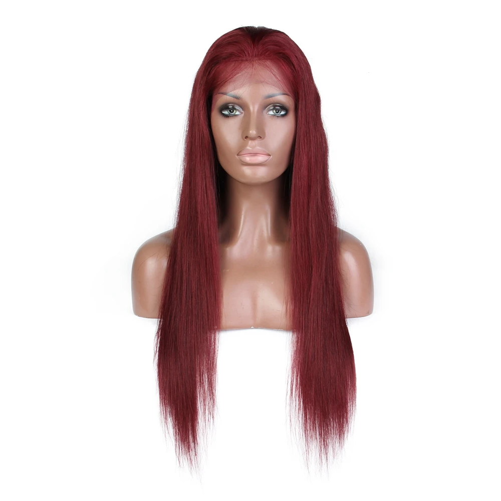 

Popular Burgundy Silky Straight Remy Brazilian Hair Wigs with Natural Hairline for Woman 9A 99J Lace Front Wigs, #1,#1b, natural color, #2, #4,#27, #30, #613