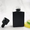 round rectangle square 30ml matte black essential oil eliquid glass dropper bottle