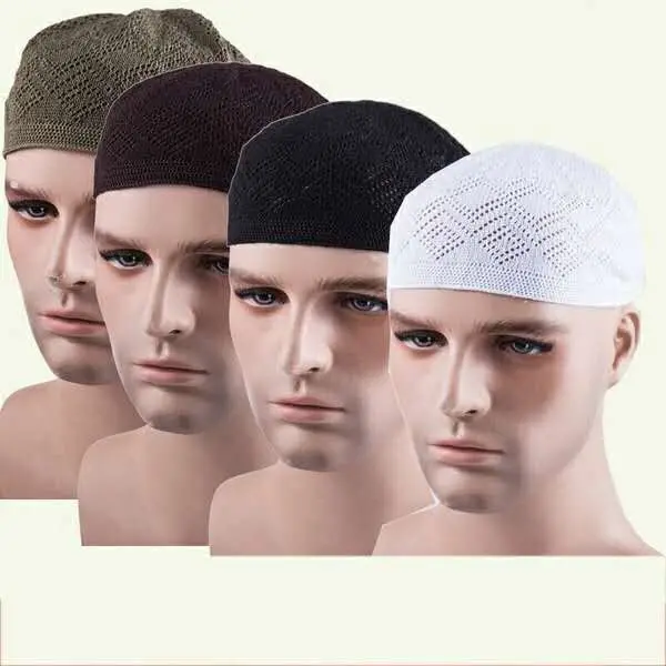 

factory wholesale daily wear men's cotton knitting crochet beanie Muslim religion prayer hat islam kufi