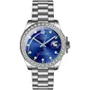 High Quality Silver Case Blue Dial Solid Stainless Steel Band Hardlex Diamond Watch For Men