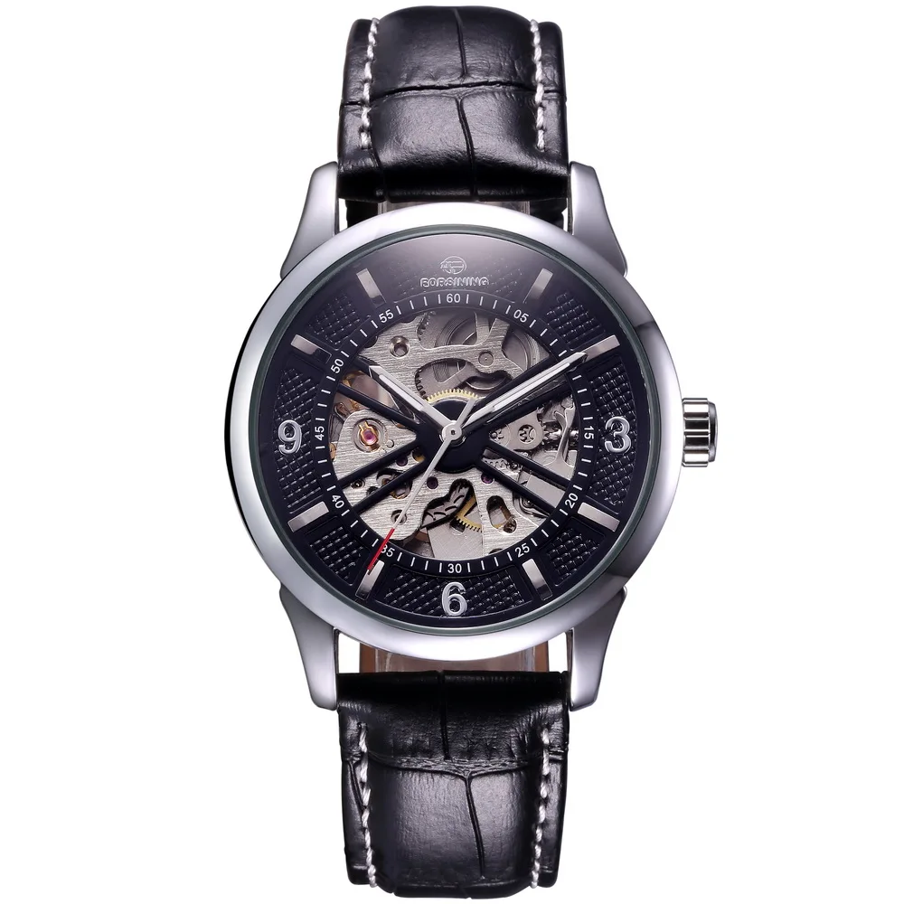 

2016 Transparents Men's Automatic Mechanical Watch Black Men Wrist watches, Black white