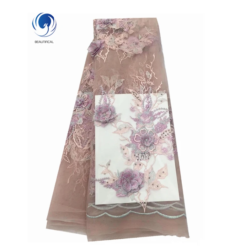 

Beautifical tulle fabric lace 3d lace french 5 yards high quality african lace wholesale ML12N83, Can be customized