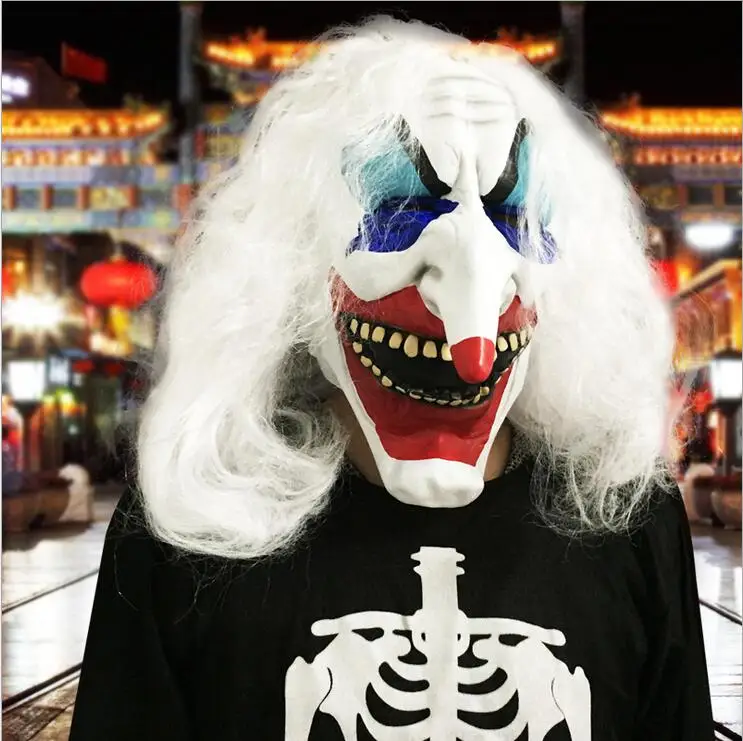 Free shipping Halloween Horror grimace hair long nose scary latex mask dance performances mask props party