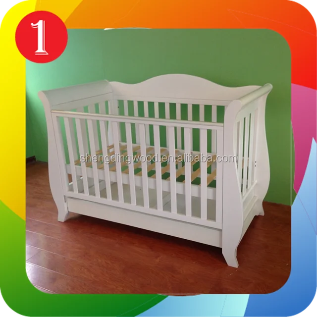Modern Baby Cot Crib White With Drawer Toddler Bed Changetable
