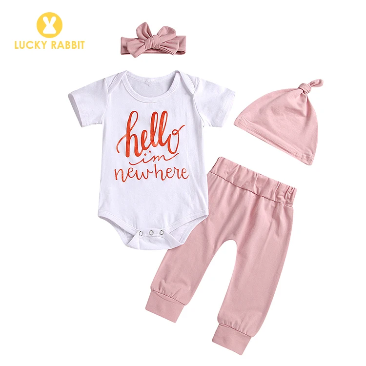 

Cute Pink Toddler Newborn Baby Clothes Three-Piece Suit Baby Body Suit Baby Set Romper, N/a