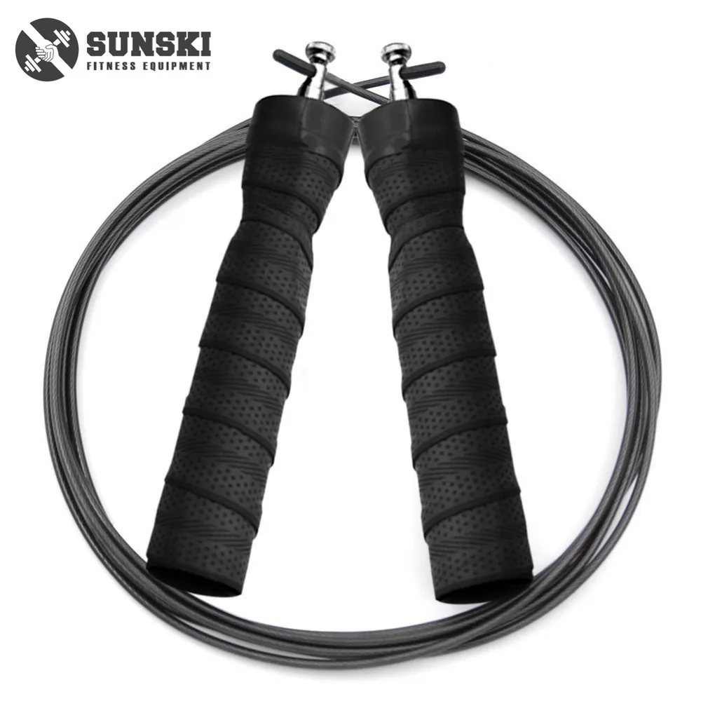 

SUNSKI Weighted Jump Rope Speed Adjustable Skipping Rope for Boxing , MMA , WOD, Black and red