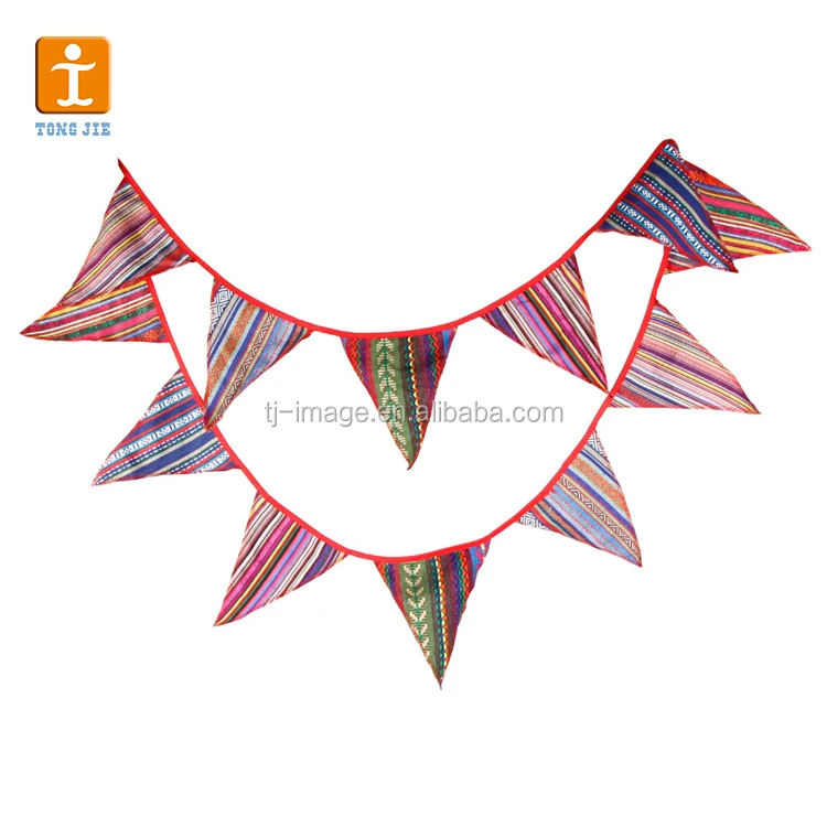 Fabric Triangle Flag Bunting Home And Office Decorative Flags On